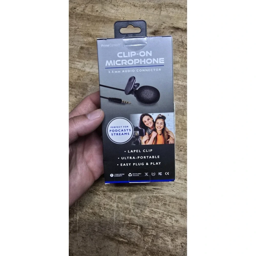 Prime Connect Lavalier Lapel Clip-On Microphone 3.5mm Audio Jack for Phone PC